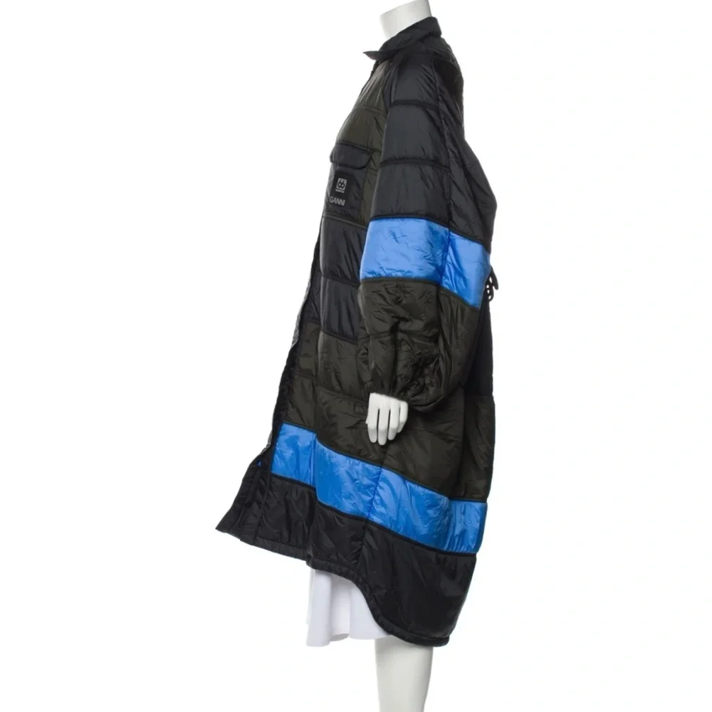 GANNI X66°NORTH Vatnajökull Quilted Black Green Open Back Puffer Coat Dress XS/S - Picture 9 of 12